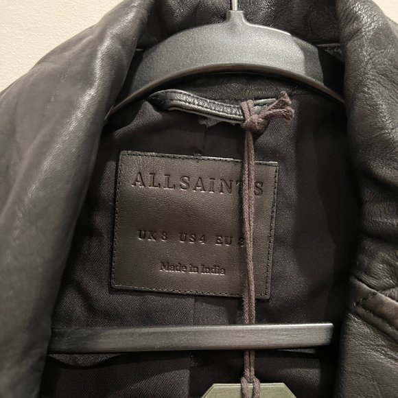 AllSaints Leather Jacket Size 4 USA - Picture 3 of 3